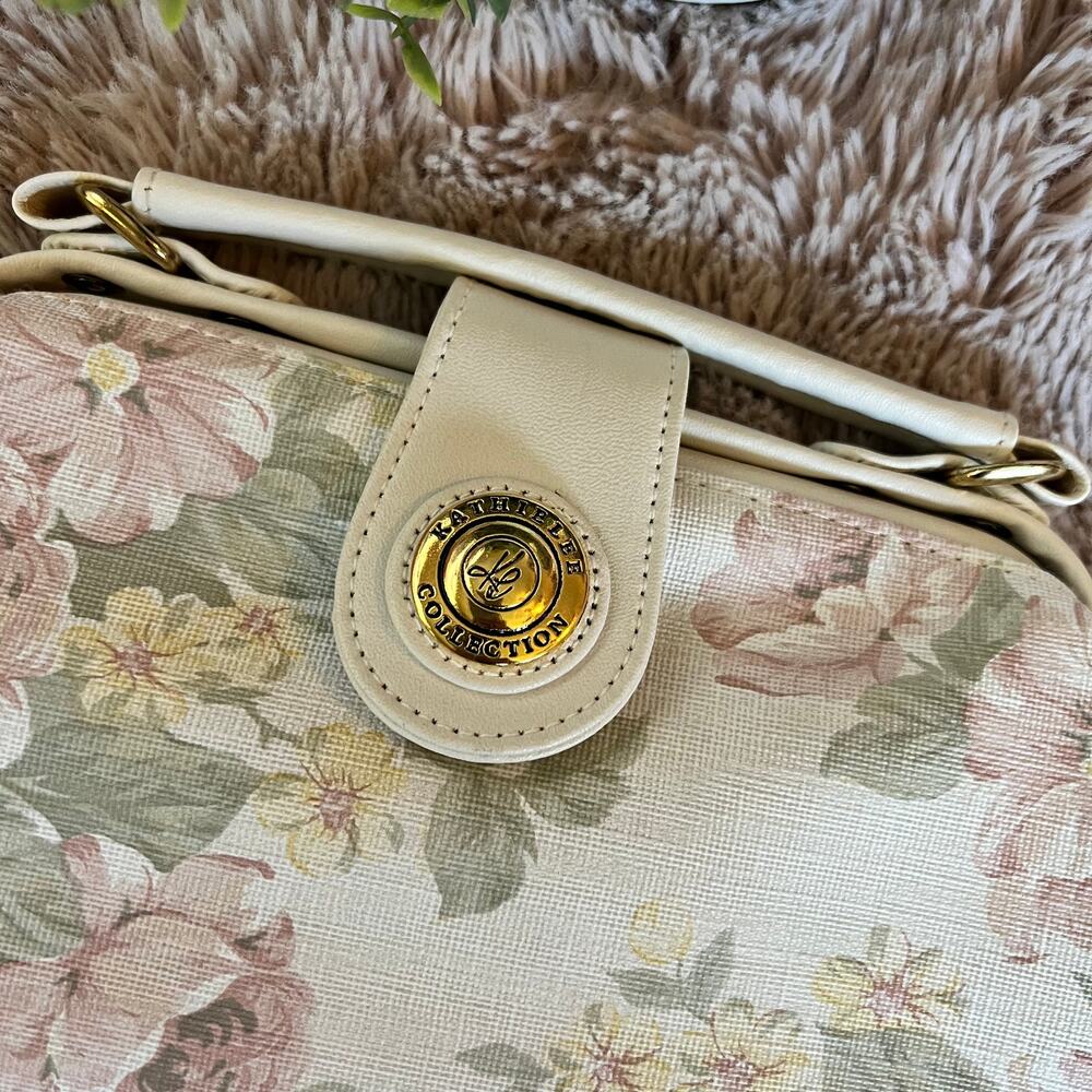 NWOT Kathie Lee Collection Vintage Pastel Floral Print Shoulder Purse - Picture 5 of 14